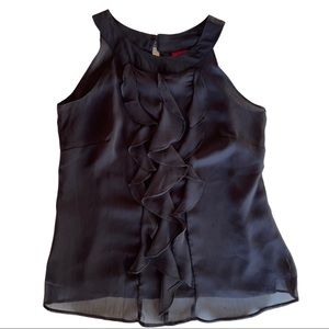 Merona Tank Top Women’s Size Small. Black color with ruffle; sleeveless